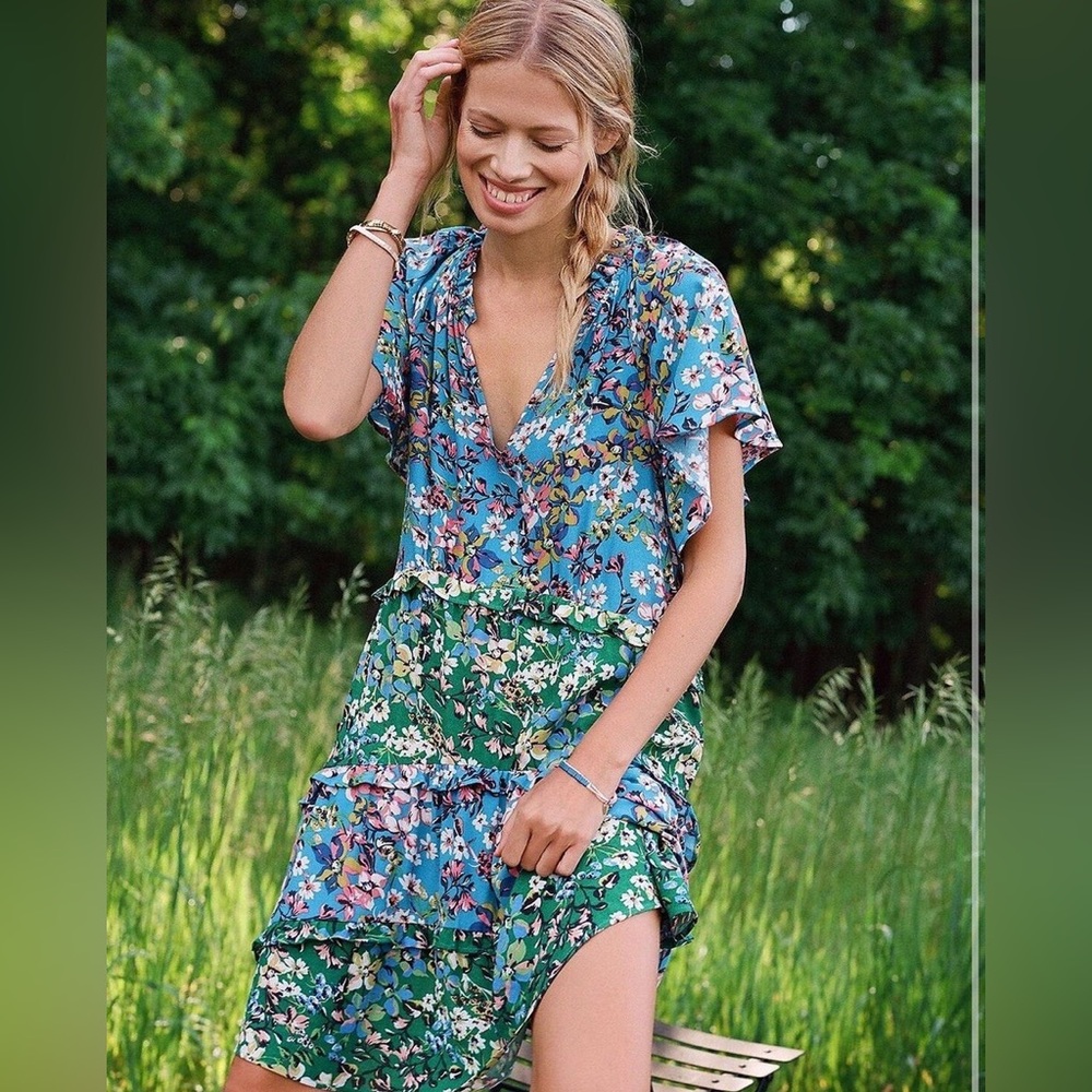Anthropologie Robin Tiered Mini Dress S NWOT